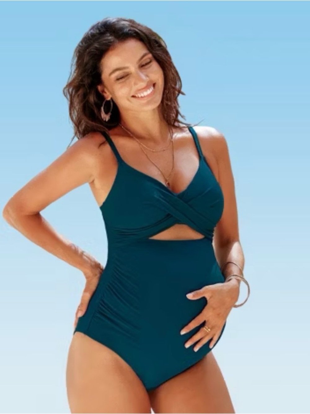 Cupshe Deep Teal Twist Cutout One-Piece Swimsuit